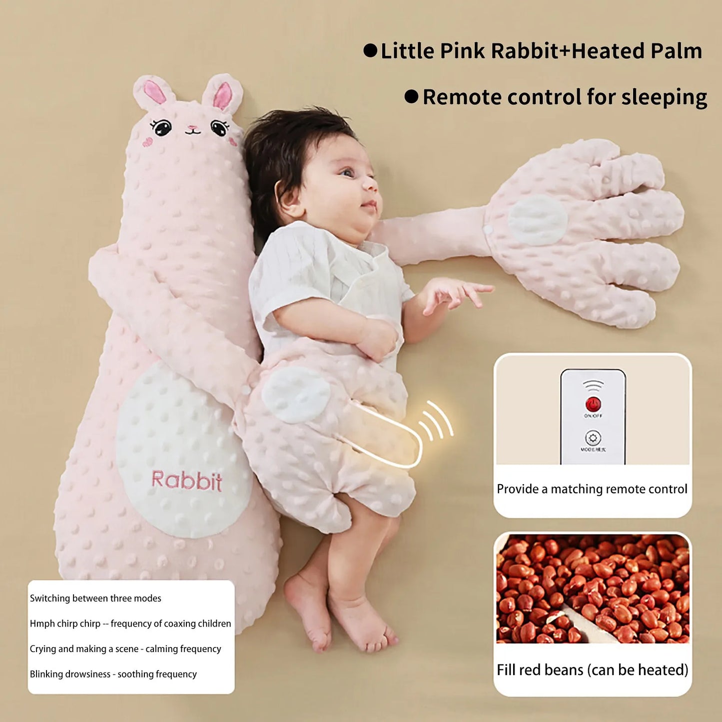 Baby Sleeping Patting Doll Pillow Soothing Palm Remote Control Electric Sleep Companion Automatic Baby Pillow Toddler Nursing