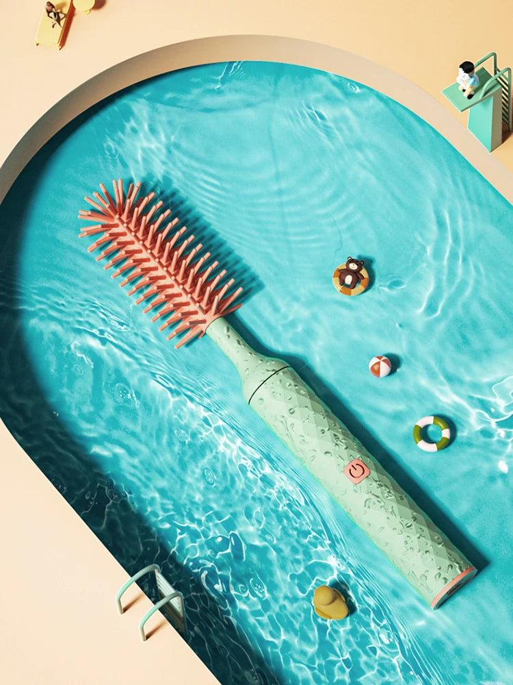 3Pcs Cleaning Brush Electric Bottle Brush Waterproof 360 Degree Rotating Long Handled Silicone Straw Pacifier Cleaning Brush Bay