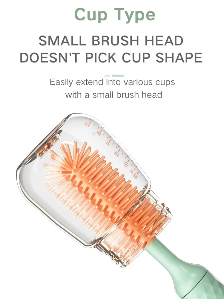 3Pcs Cleaning Brush Electric Bottle Brush Waterproof 360 Degree Rotating Long Handled Silicone Straw Pacifier Cleaning Brush Bay